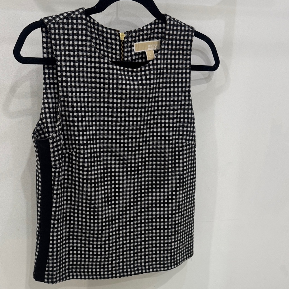 Michael Kors Black and White Checkered Blouse
